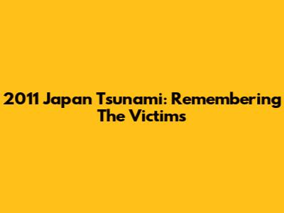 2011 Japan Tsunami: Remembering The Victims