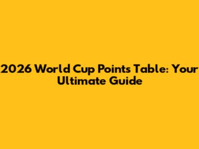 2026 World Cup Points Table: Your Ultimate Guide