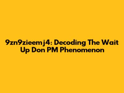 9zn9zieemj4: Decoding The Wait Up Don PM Phenomenon