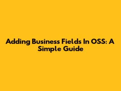 Adding Business Fields In OSS: A Simple Guide