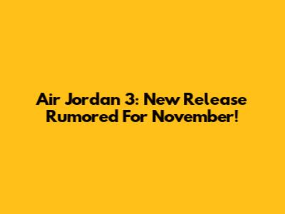 Air Jordan 3: New Release Rumored For November!