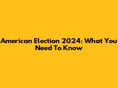 American Election 2024: What You Need To Know