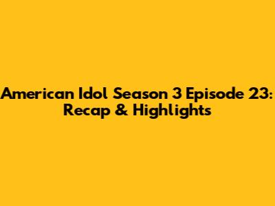 American Idol Season 3 Episode 23: Recap & Highlights