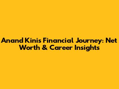 Anand Kini's Financial Journey: Net Worth & Career Insights