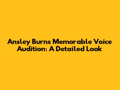 Ansley Burns' Memorable Voice Audition: A Detailed Look