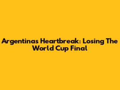 Argentina's Heartbreak: Losing The World Cup Final