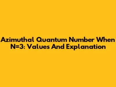 Azimuthal Quantum Number When N=3: Values And Explanation