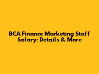 BCA Finance Marketing Staff Salary: Details & More