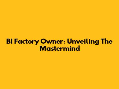 BI Factory Owner: Unveiling The Mastermind