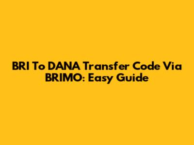BRI To DANA Transfer Code Via BRIMO: Easy Guide