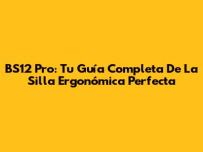 BS12 Pro: Tu Guía Completa De La Silla Ergonómica Perfecta