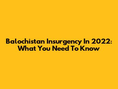 Balochistan Insurgency In 2022: What You Need To Know
