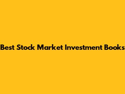 Best Stock Market Investment Books