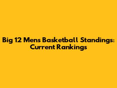 Big 12 Men's Basketball Standings: Current Rankings