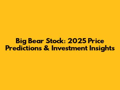 Big Bear Stock: 2025 Price Predictions & Investment Insights