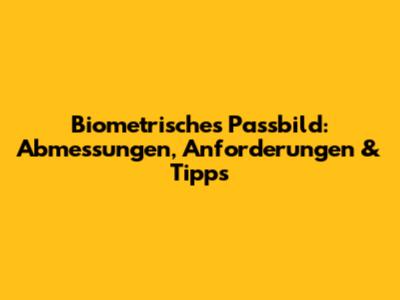 Biometrisches Passbild: Abmessungen, Anforderungen & Tipps