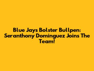 Blue Jays Bolster Bullpen: Seranthony Dominguez Joins The Team!
