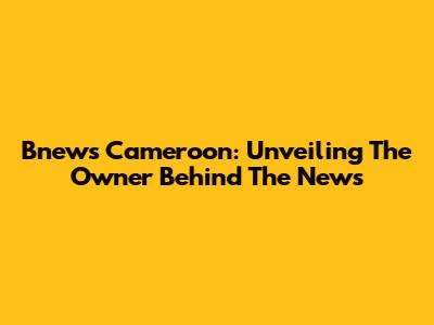 Bnews Cameroon: Unveiling The Owner Behind The News