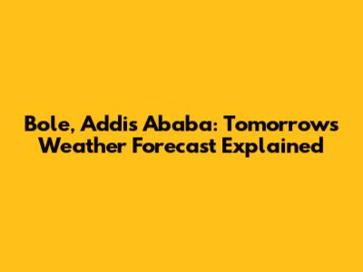 Bole, Addis Ababa: Tomorrow's Weather Forecast Explained