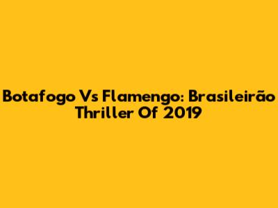 Botafogo Vs Flamengo: Brasileirão Thriller Of 2019
