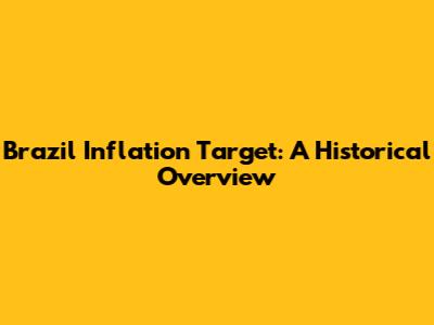 Brazil Inflation Target: A Historical Overview