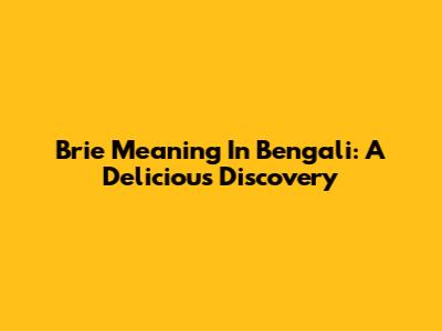 Brie Meaning In Bengali: A Delicious Discovery