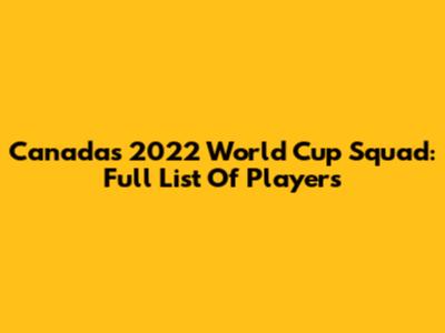 Canada's 2022 World Cup Squad: Full List Of Players