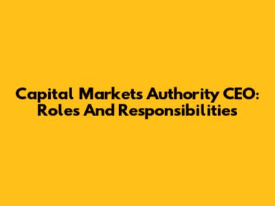 Capital Markets Authority CEO: Roles And Responsibilities