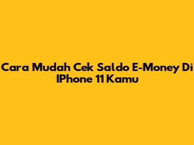 Cara Mudah Cek Saldo E-Money Di IPhone 11 Kamu