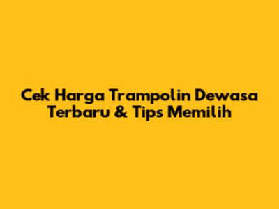 Cek Harga Trampolin Dewasa Terbaru & Tips Memilih
