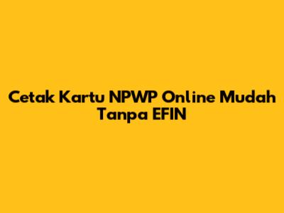 Cetak Kartu NPWP Online Mudah Tanpa EFIN