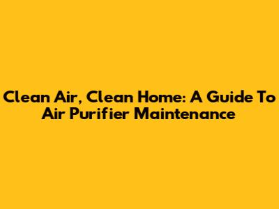 Clean Air, Clean Home: A Guide To Air Purifier Maintenance