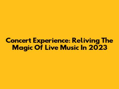 Concert Experience: Reliving The Magic Of Live Music In 2023
