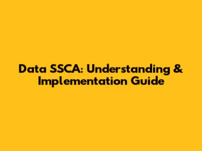 Data SSCA: Understanding & Implementation Guide