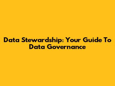 Data Stewardship: Your Guide To Data Governance