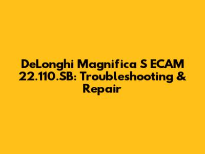 De'Longhi Magnifica S ECAM 22.110.SB: Troubleshooting & Repair