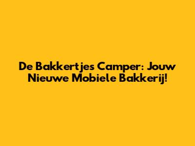 De Bakkertjes Camper: Jouw Nieuwe Mobiele Bakkerij!