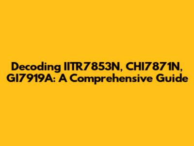 Decoding IITR7853N, CHI7871N, GI7919A: A Comprehensive Guide