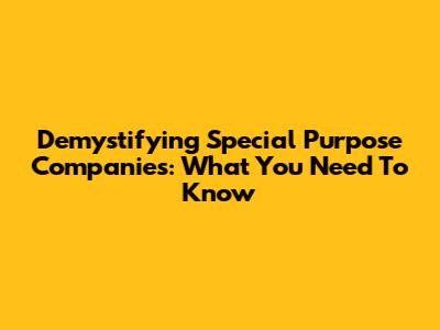 Demystifying Special Purpose Companies: What You Need To Know