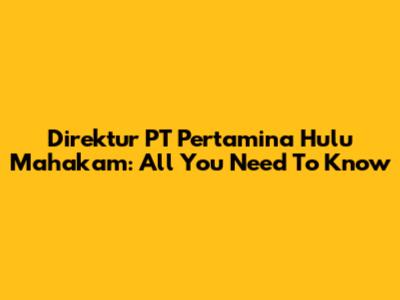 Direktur PT Pertamina Hulu Mahakam: All You Need To Know