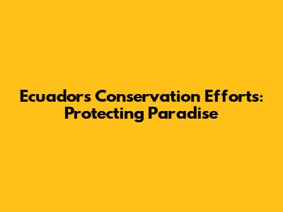 Ecuador's Conservation Efforts: Protecting Paradise