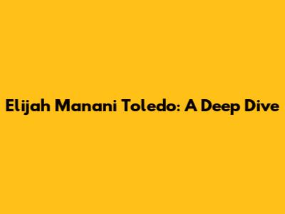 Elijah Manani Toledo: A Deep Dive