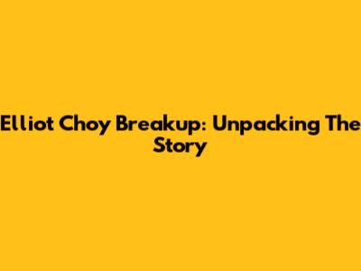 Elliot Choy Breakup: Unpacking The Story