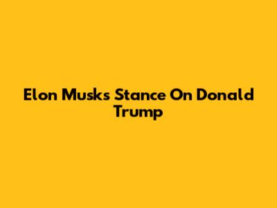 Elon Musk's Stance On Donald Trump