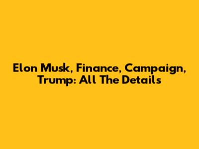 Elon Musk, Finance, Campaign, Trump: All The Details