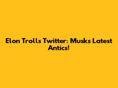 Elon Trolls Twitter: Musk's Latest Antics!