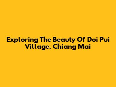 Exploring The Beauty Of Doi Pui Village, Chiang Mai