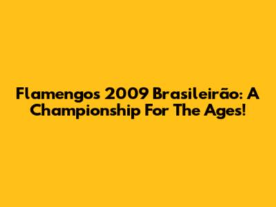 Flamengo's 2009 Brasileirão: A Championship For The Ages!