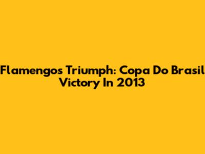 Flamengo's Triumph: Copa Do Brasil Victory In 2013