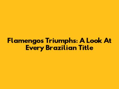 Flamengo's Triumphs: A Look At Every Brazilian Title